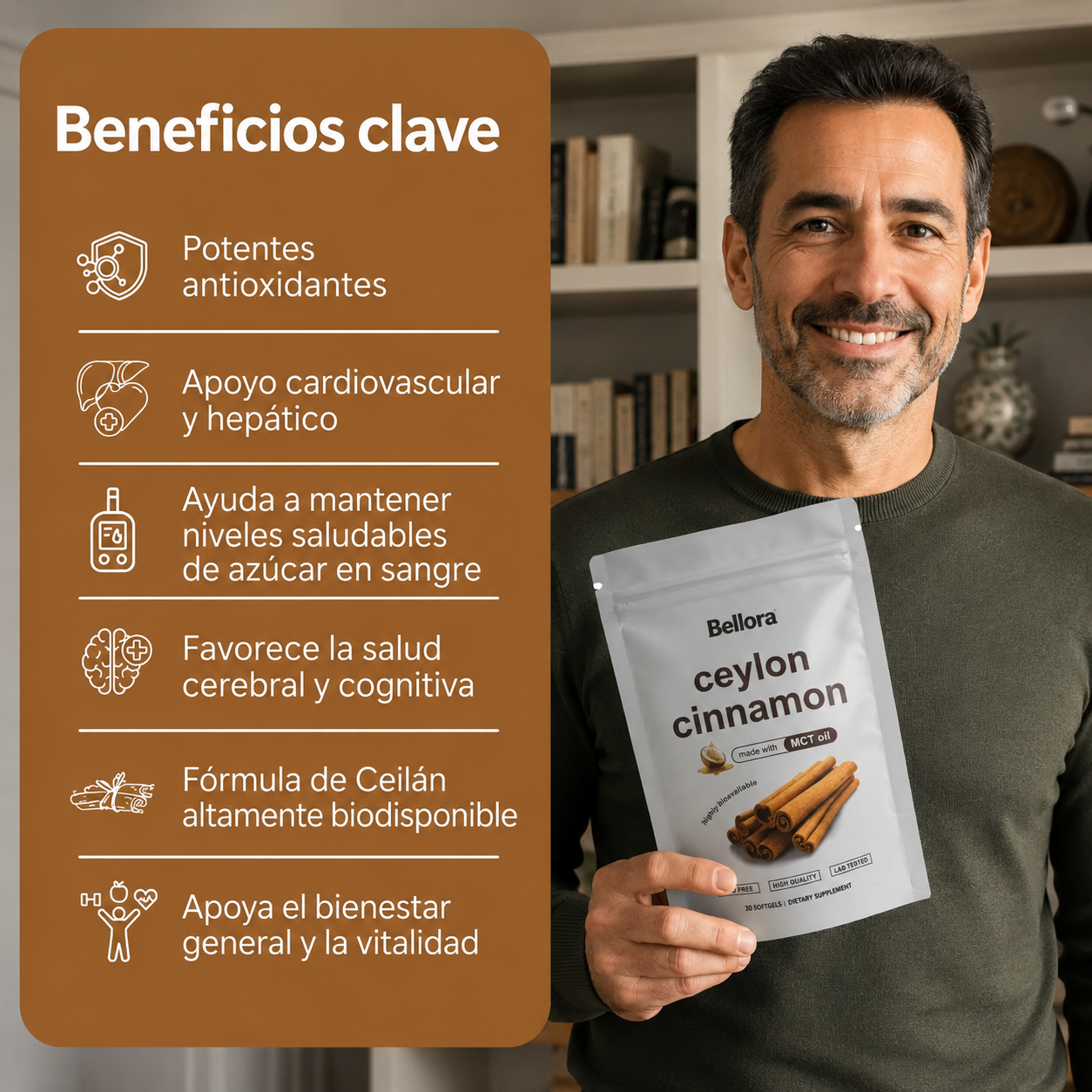 Canela de Ceilán 7200mg con Aceite de Coco MCT